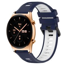 For Honor Watch GS 3 22mm Cinturino sportivo in silicone bicolore (blu notte + bianco)