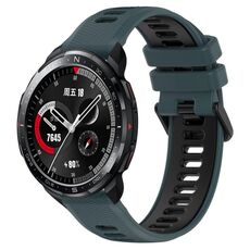 For Honor Watch GS Pro 22mm Cinturino sportivo in silicone bicolore (verde oliva + nero)