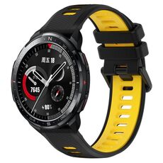 For Honor Watch GS Pro 22mm Cinturino sportivo in silicone bicolore (nero + giallo)