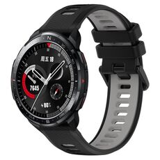 For Honor Watch GS Pro 22mm Cinturino sportivo in silicone bicolore (nero + grigio)