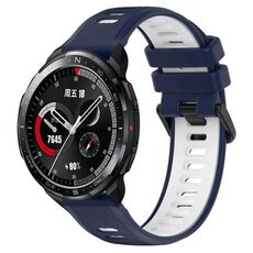 For Honor Watch GS Pro 22mm Cinturino sportivo in silicone bicolore (blu notte + bianco)