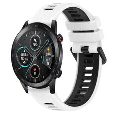 Per Honor Magic Watch 2 46mm 22mm Cinturino sportivo in silicone bicolore (bianco + nero)
