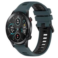 Per Honor Magic Watch 2 46mm 22mm Cinturino sportivo in silicone bicolore (verde oliva + nero)