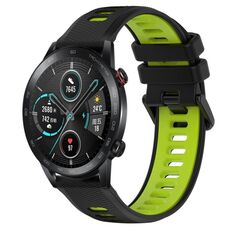Per Honor Magic Watch 2 46mm 22mm Cinturino sportivo in silicone bicolore (nero + verde)