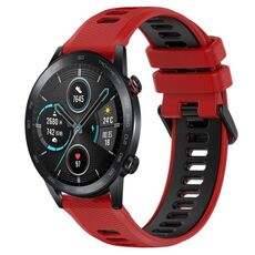 Per Honor Magic Watch 2 46mm 22mm Cinturino sportivo in silicone bicolore (rosso + nero)