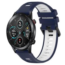 Per Honor Magic Watch 2 46mm 22mm Cinturino sportivo in silicone bicolore (blu notte + bianco)