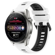 Per Huawei Watch 3 Pro Nuovo cinturino sportivo in silicone bicolore da 22 mm (bianco + nero)