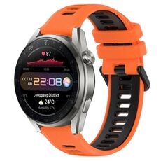 Per Huawei Watch 3 Pro Nuovo cinturino sportivo in silicone bicolore da 22 mm (arancione + nero)
