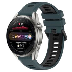 Per Huawei Watch 3 Pro Nuovo cinturino sportivo in silicone bicolore da 22 mm (verde oliva + nero)