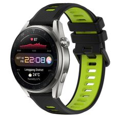 Per Huawei Watch 3 Pro Nuovo cinturino sportivo in silicone bicolore da 22 mm (nero + verde)