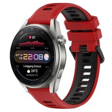Per Huawei Watch 3 Pro Nuovo cinturino sportivo in silicone bicolore da 22 mm (rosso + nero)