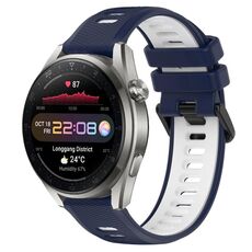 Per Huawei Watch 3 Pro Nuovo cinturino sportivo in silicone bicolore da 22 mm (blu notte + bianco)