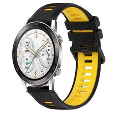 For Honor Watch GS 3i 22mm Cinturino sportivo in silicone bicolore (nero + giallo)