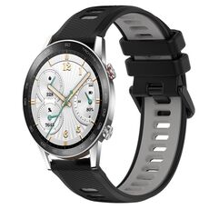 For Honor Watch GS 3i 22mm Cinturino sportivo in silicone bicolore (nero + grigio)