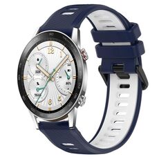 For Honor Watch GS 3i 22mm Cinturino sportivo in silicone bicolore (blu notte + bianco)