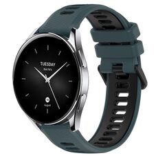 Per Xiaomi Watch S2 46mm 22mm Cinturino sportivo in silicone bicolore (verde oliva + nero)