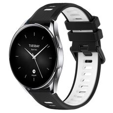 Per Xiaomi Watch S2 46mm 22mm Cinturino sportivo in silicone bicolore (nero + bianco)