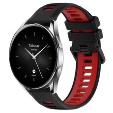 Per Xiaomi Watch S2 46mm 22mm Cinturino sportivo in silicone bicolore (nero + rosso)