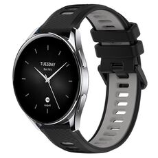 Per Xiaomi Watch S2 46mm 22mm Cinturino sportivo in silicone bicolore (nero + grigio)