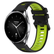 Per Xiaomi Watch S2 46mm 22mm Cinturino sportivo in silicone bicolore (nero + verde)