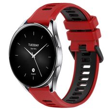 Per Xiaomi Watch S2 46mm 22mm Cinturino sportivo in silicone bicolore (rosso + nero)