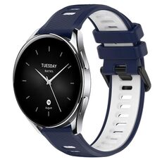 Per Xiaomi Watch S2 46mm 22mm Cinturino sportivo in silicone bicolore (blu notte + bianco)
