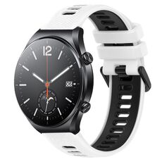 Per Xiaomi MI Watch S1 22mm Cinturino sportivo in silicone bicolore (bianco + nero)