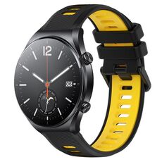Per Xiaomi MI Watch S1 22mm Cinturino sportivo in silicone bicolore (nero + giallo)