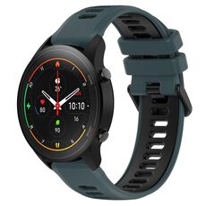 Per Xiaomi MI Watch S1 Pro 22mm Cinturino sportivo in silicone bicolore (verde oliva + nero)