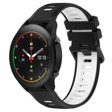 Per Xiaomi MI Watch S1 Pro 22mm Cinturino sportivo in silicone bicolore (nero + bianco)