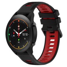 Per Xiaomi MI Watch S1 Pro 22mm Cinturino sportivo in silicone bicolore (nero + rosso)