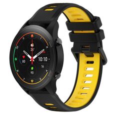 Per Xiaomi MI Watch S1 Pro 22mm Cinturino sportivo in silicone bicolore (nero + giallo)