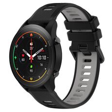 Per Xiaomi MI Watch S1 Pro 22mm Cinturino sportivo in silicone bicolore (nero + grigio)