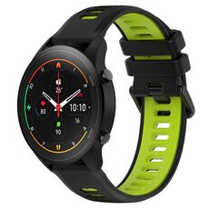 Per Xiaomi MI Watch S1 Pro 22mm Cinturino sportivo in silicone bicolore (nero + verde)