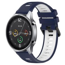 Per Xiaomi MI Watch Color 22mm Cinturino sportivo in silicone bicolore (blu notte + bianco)