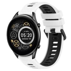Per Xiaomi Haylou RT2 LS10 22mm Cinturino sportivo in silicone bicolore (bianco + nero)