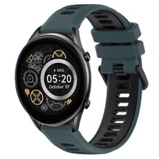 Per Xiaomi Haylou RT2 LS10 22mm Cinturino sportivo in silicone bicolore (verde oliva + nero)