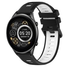 Per Xiaomi Haylou RT2 LS10 22mm Cinturino sportivo in silicone bicolore (nero + bianco)