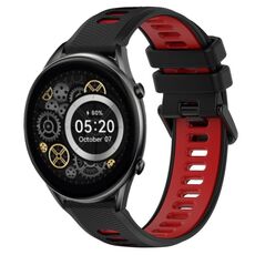 Per Xiaomi Haylou RT2 LS10 22mm Cinturino sportivo in silicone bicolore (nero + rosso)