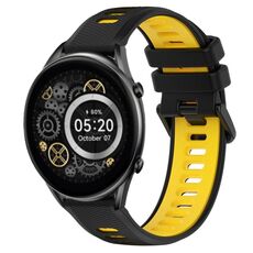 Per Xiaomi Haylou RT2 LS10 22mm Cinturino sportivo in silicone bicolore (nero + giallo)