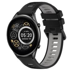 Per Xiaomi Haylou RT2 LS10 22mm Cinturino sportivo in silicone bicolore (nero + grigio)