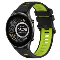 Per Xiaomi Haylou RT2 LS10 22mm Cinturino sportivo in silicone bicolore (nero + verde)