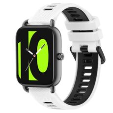 Per Xiaomi Haylou RS4 LS12 22mm Cinturino sportivo in silicone bicolore (bianco + nero)