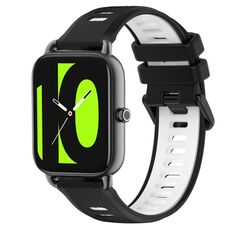 Per Xiaomi Haylou RS4 LS12 22mm Cinturino sportivo in silicone bicolore (nero + bianco)