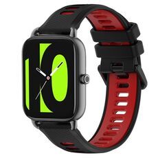 Per Xiaomi Haylou RS4 LS12 22mm Cinturino sportivo in silicone bicolore (nero + rosso)