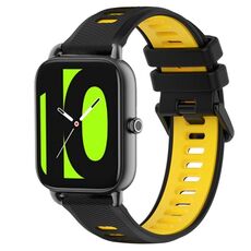 Per Xiaomi Haylou RS4 LS12 22mm Cinturino sportivo in silicone bicolore (nero + giallo)