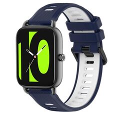 Per Xiaomi Haylou RS4 LS12 22mm Cinturino sportivo in silicone bicolore (blu notte + bianco)