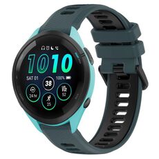 Per Garmin Forerunner 265 22mm Cinturino sportivo in silicone bicolore (verde oliva + nero)