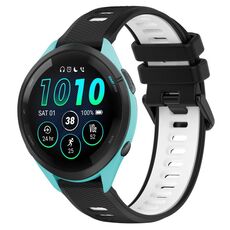 Per Garmin Forerunner 265 22mm Cinturino sportivo in silicone bicolore (nero + bianco)