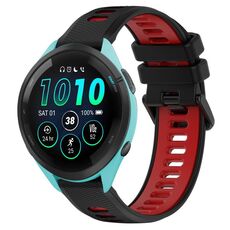 Per Garmin Forerunner 265 22mm Cinturino sportivo in silicone bicolore (nero + rosso)